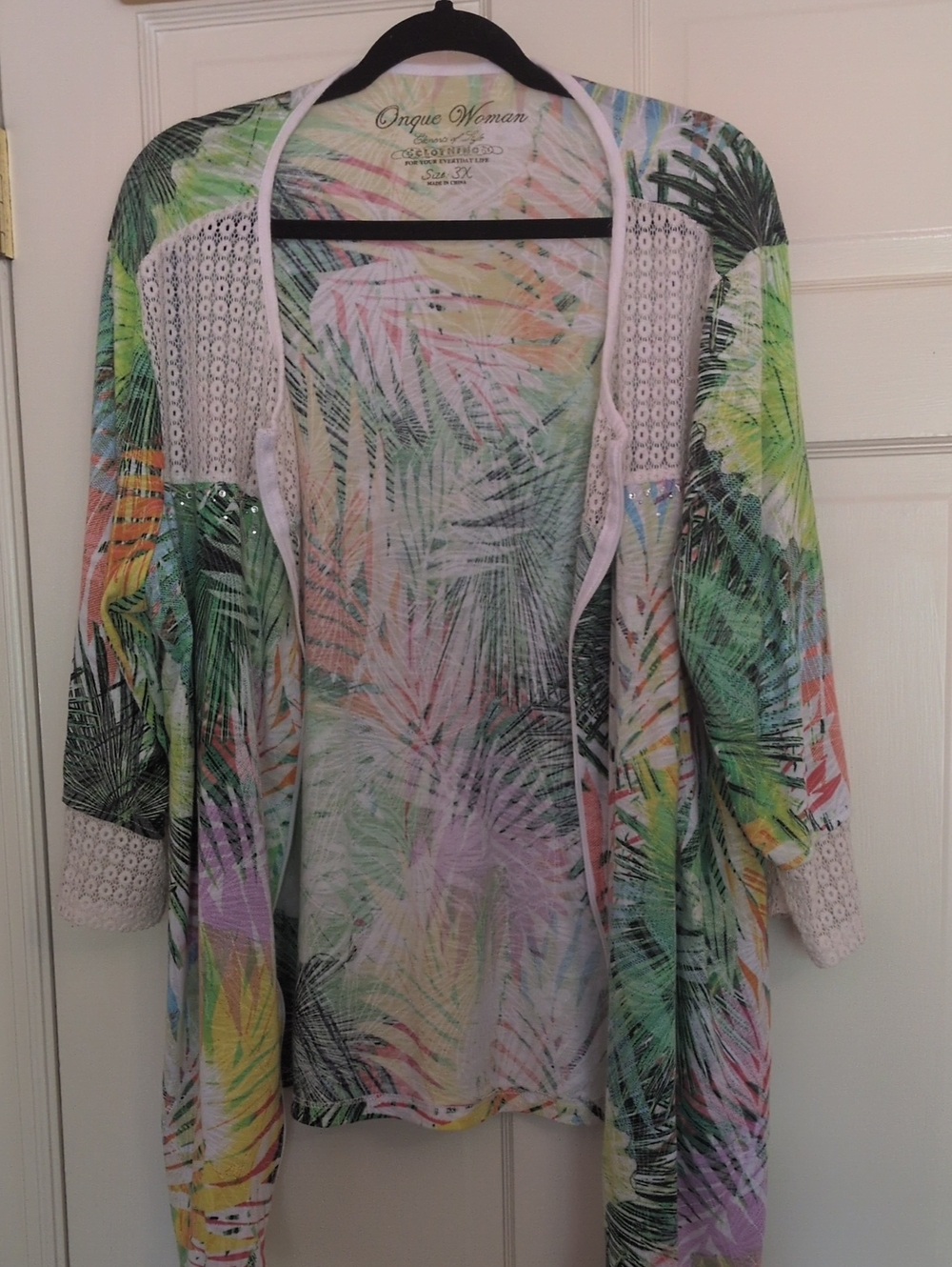 Onque Woman Pastel Multi Tropical Print Cardigan